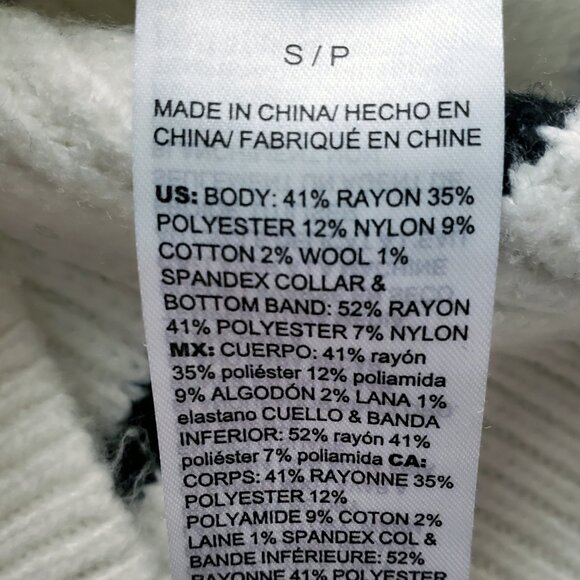 WHBM NWT Side Zip Mock Neck Detail Striped Sweater Puffy Sleeves S - Picture 7 of 13